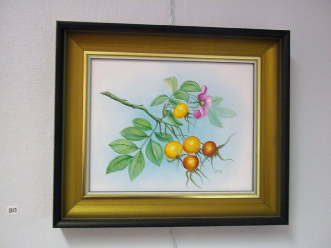 80. Ruusunmarjat (posliinilaatta, 1993, 21 x 25) * [Klikkaa isommaksi kuvaksi]