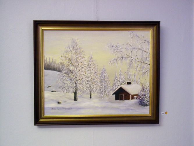 39. Talvinen sauna (�ljy, 2001, 40 x 52) * [Klikkaa isommaksi kuvaksi]